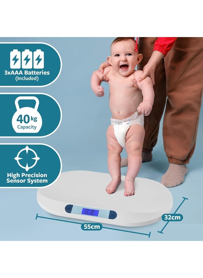Smart Weigh Comfort Baby Scale Digital with Large Backlit LCD Display, 3 Weighing Modes and Tare Feature, 20 kg / 44 lb, for Infant, Baby and Toddler - Image 3